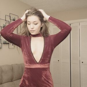 Holiday Dress!! Red Velvet red plunge neckline bodycon dress